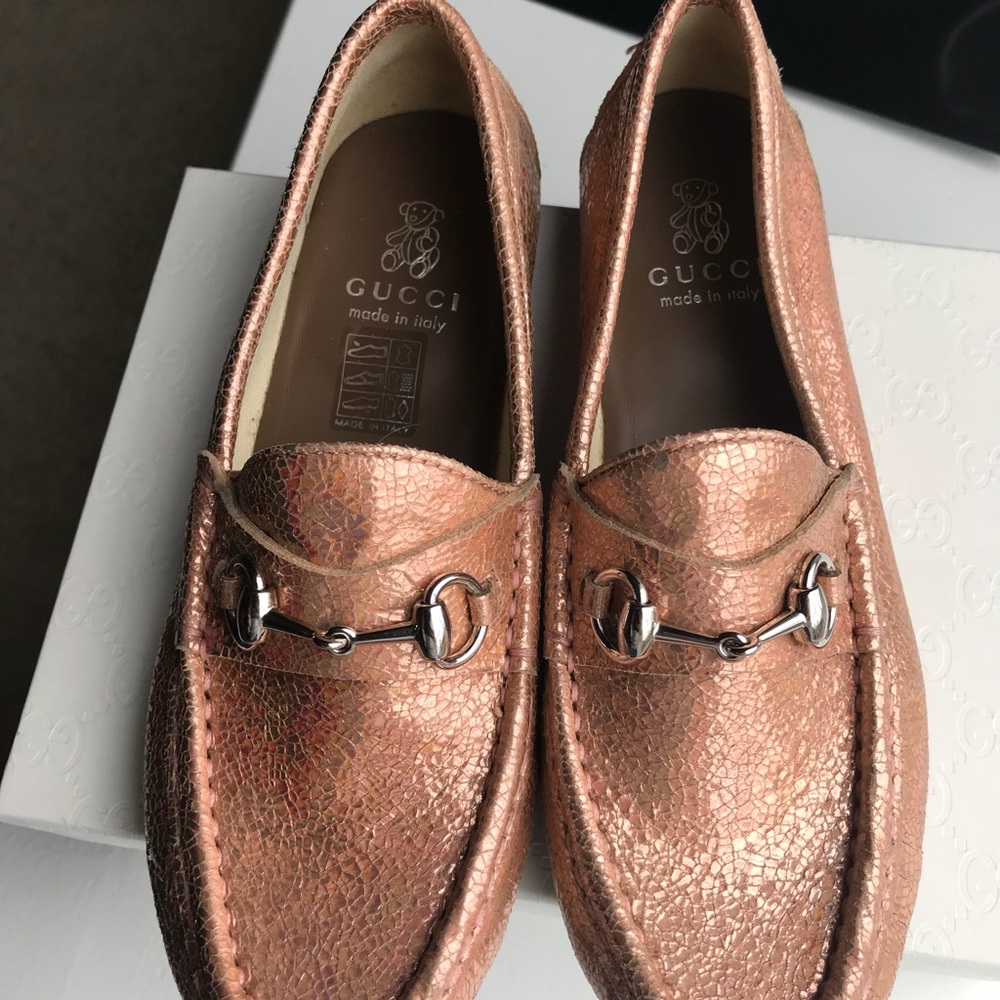 Gucci/kids metallic leather loafers Palladio